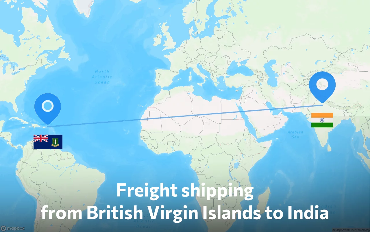 Shipping route from British Virgin Islands to India