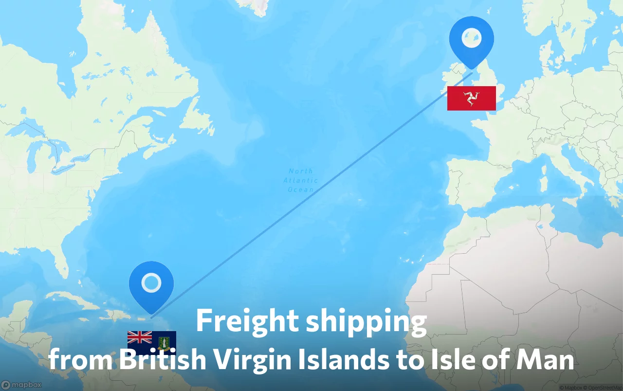 Shipping route from British Virgin Islands to Isle of Man