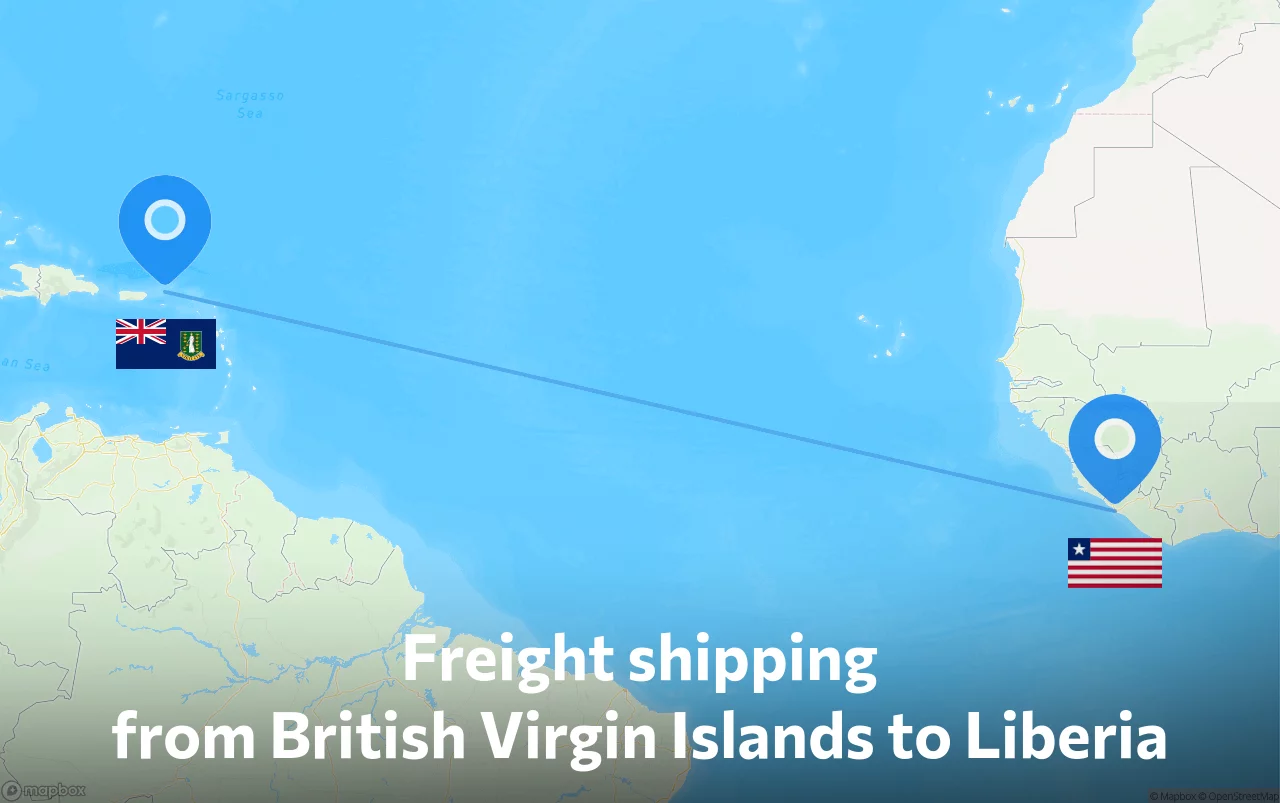 Shipping route from British Virgin Islands to Liberia