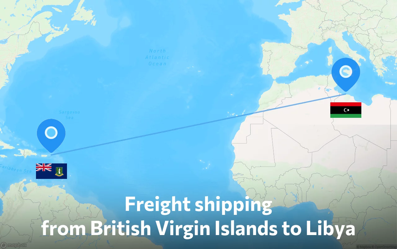 Shipping route from British Virgin Islands to Libya