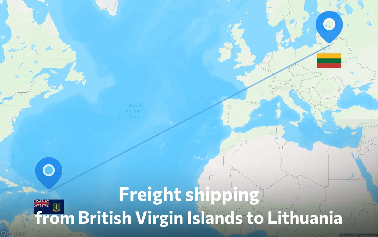 Shipping route from British Virgin Islands to Lithuania