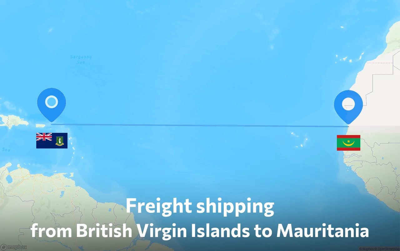 Shipping route from British Virgin Islands to Mauritania