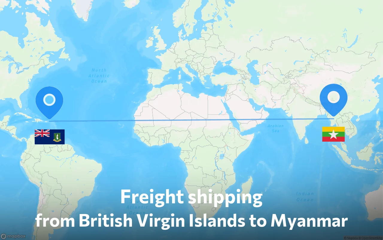 Shipping route from British Virgin Islands to Myanmar