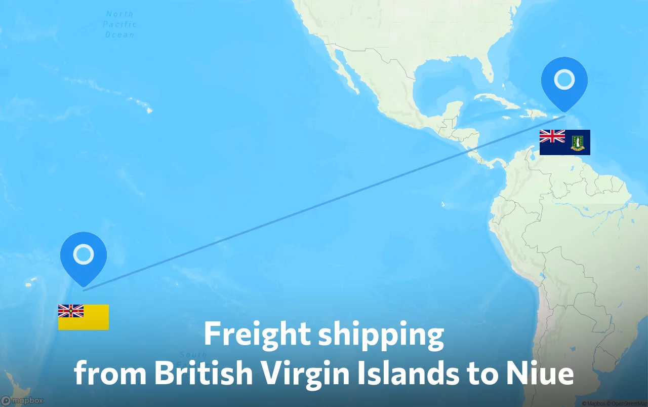 Shipping route from British Virgin Islands to Niue