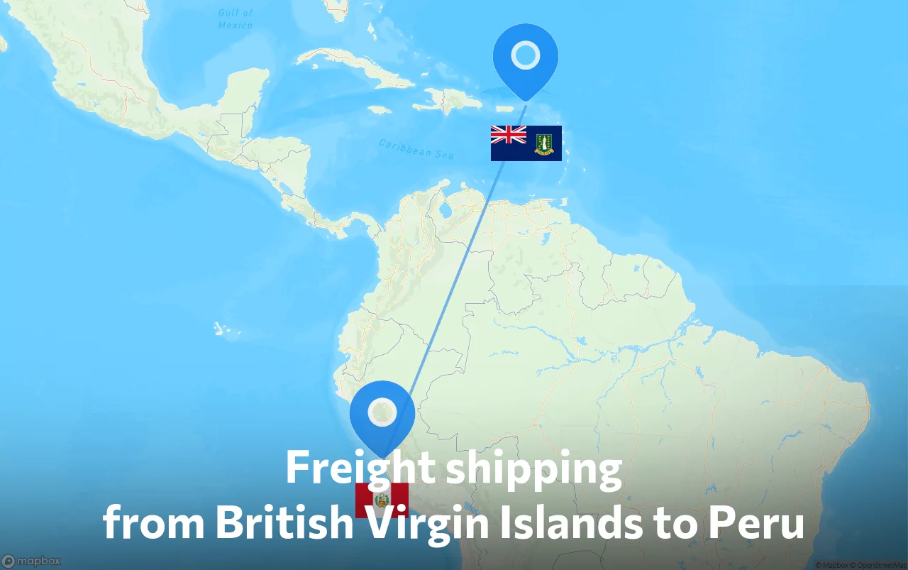 Shipping route from British Virgin Islands to Peru