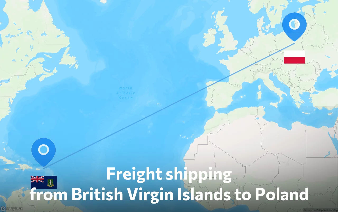 Shipping route from British Virgin Islands to Poland