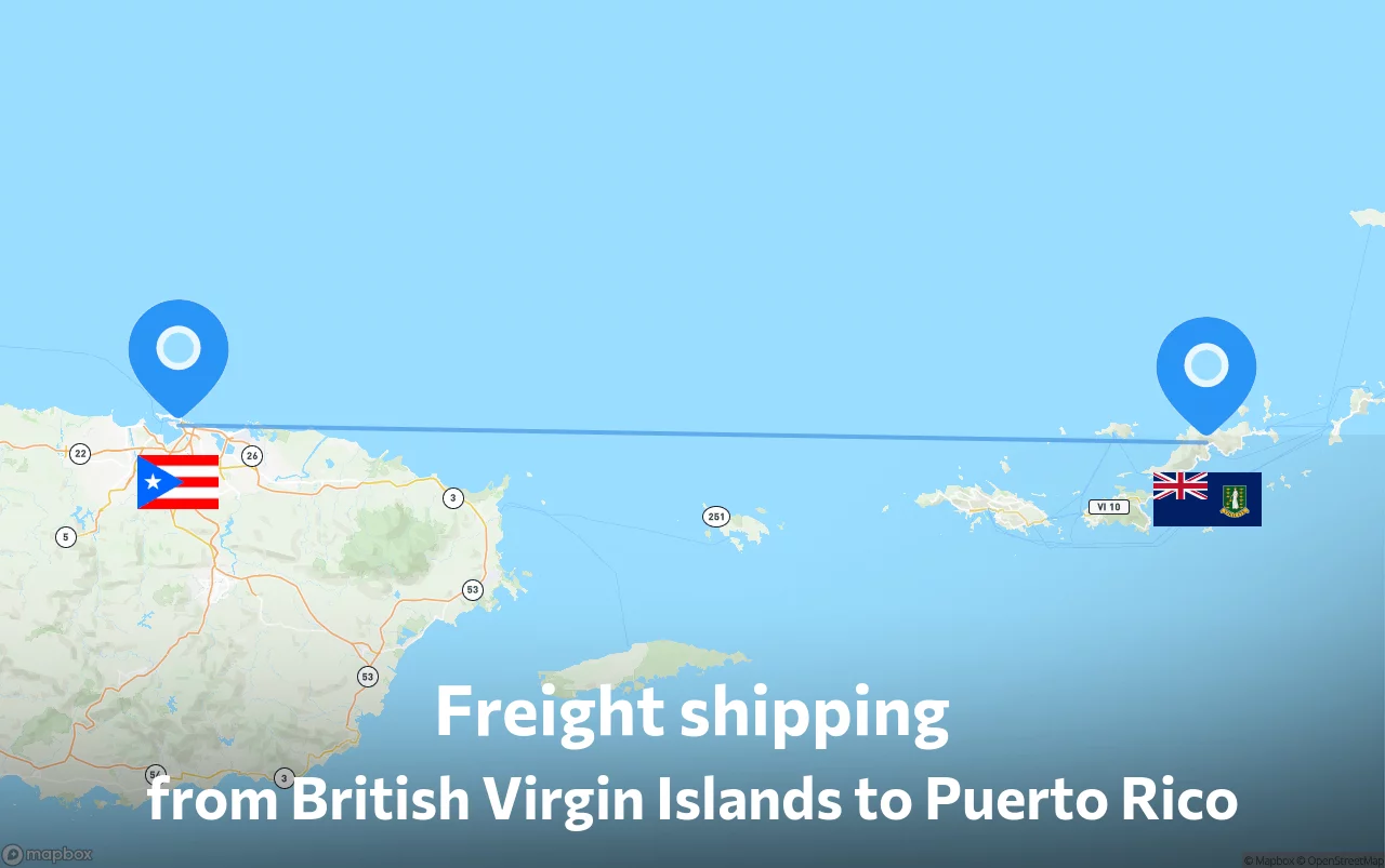 Shipping route from British Virgin Islands to Puerto Rico