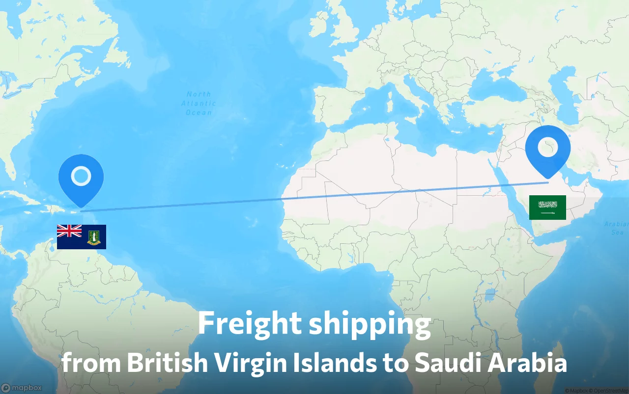 Shipping route from British Virgin Islands to Saudi Arabia