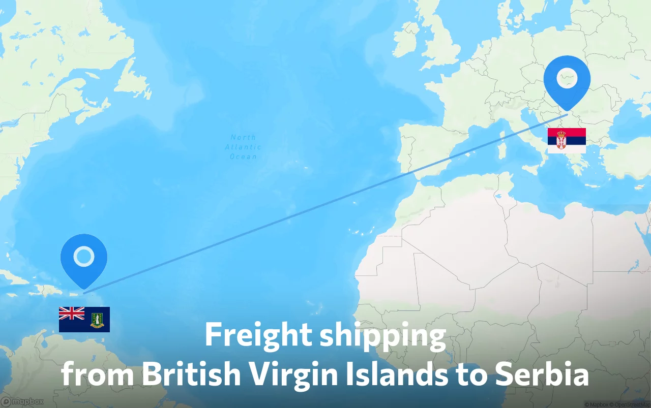 Shipping route from British Virgin Islands to Serbia