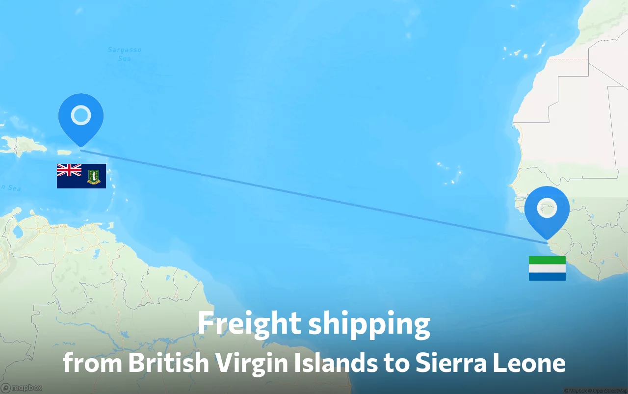 Shipping route from British Virgin Islands to Sierra Leone