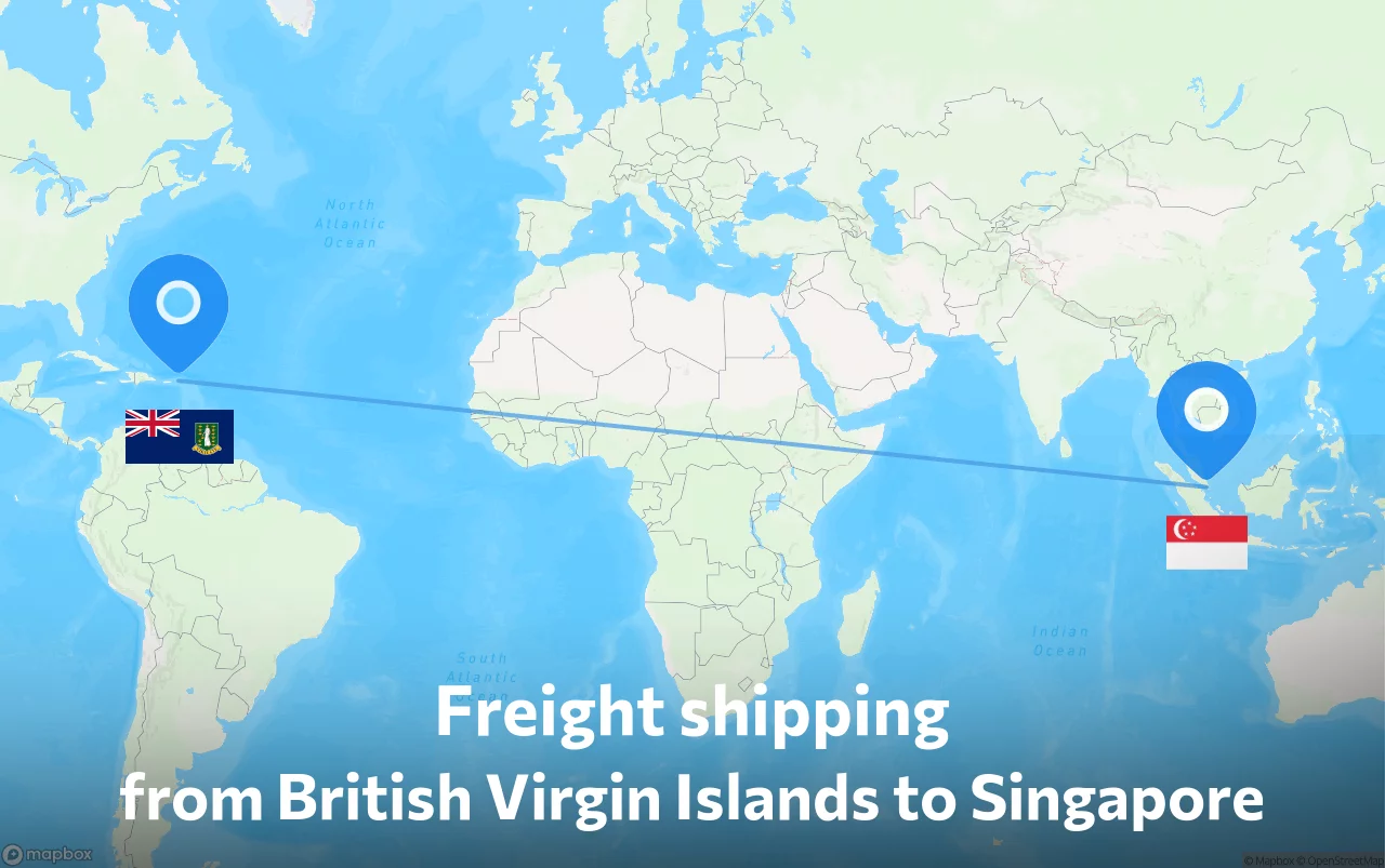Shipping route from British Virgin Islands to Singapore
