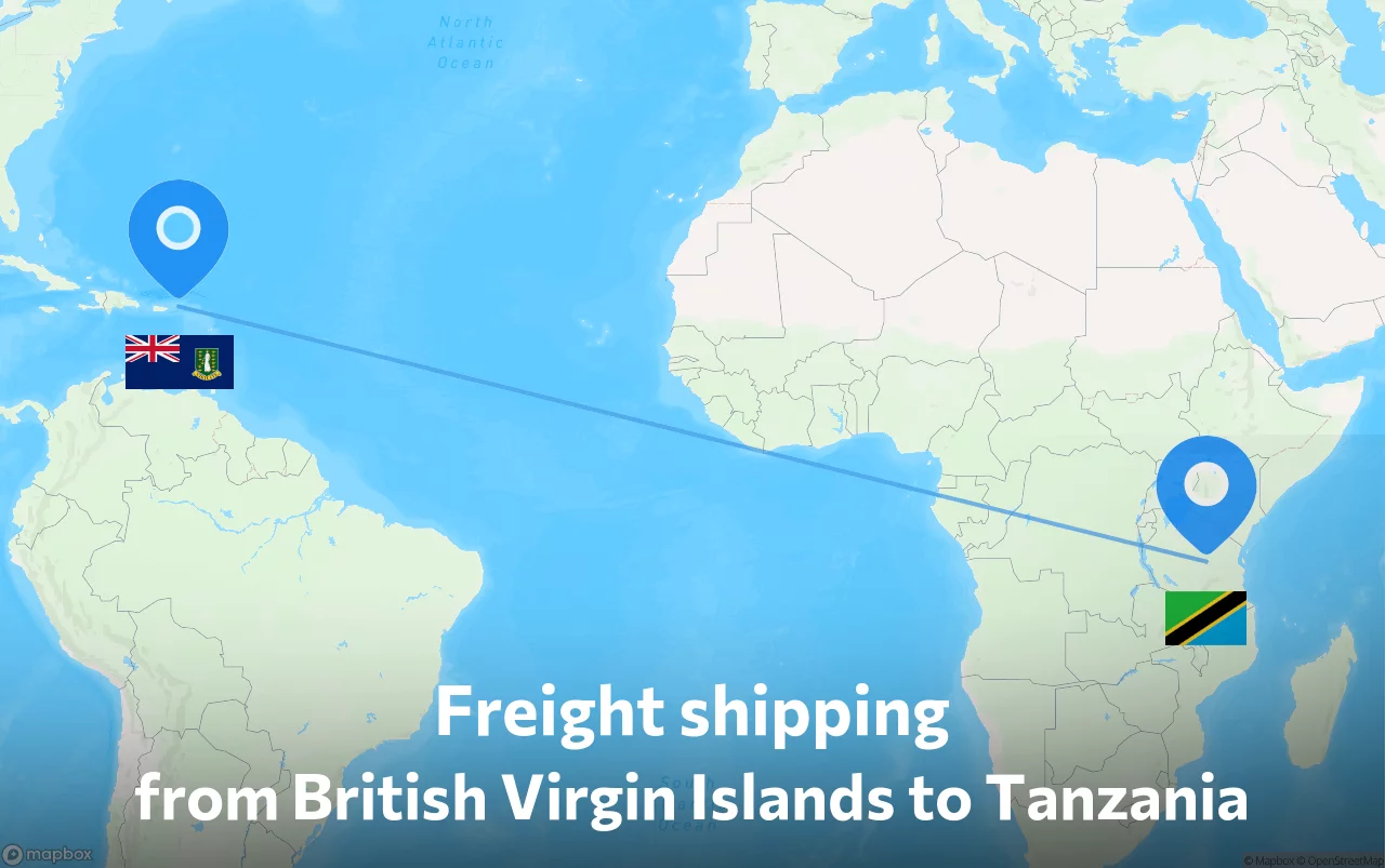 Shipping route from British Virgin Islands to Tanzania