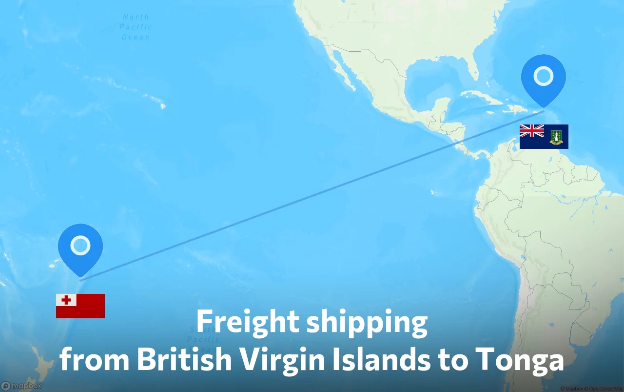 Shipping route from British Virgin Islands to Tonga