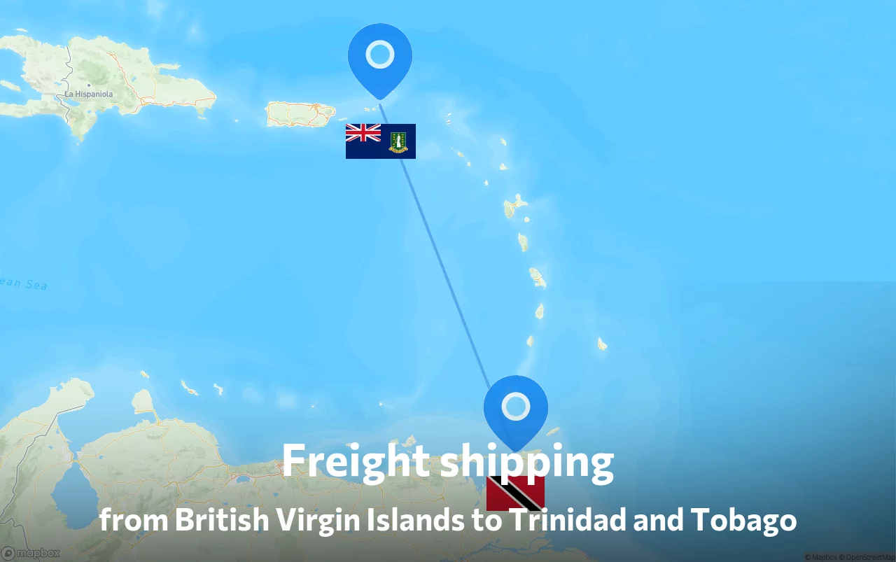 Shipping route from British Virgin Islands to Trinidad and Tobago