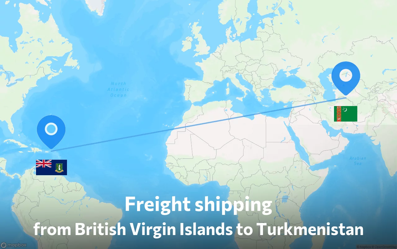 Shipping route from British Virgin Islands to Turkmenistan
