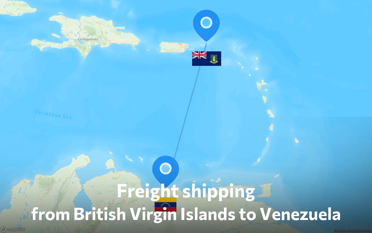 Shipping route from British Virgin Islands to Venezuela