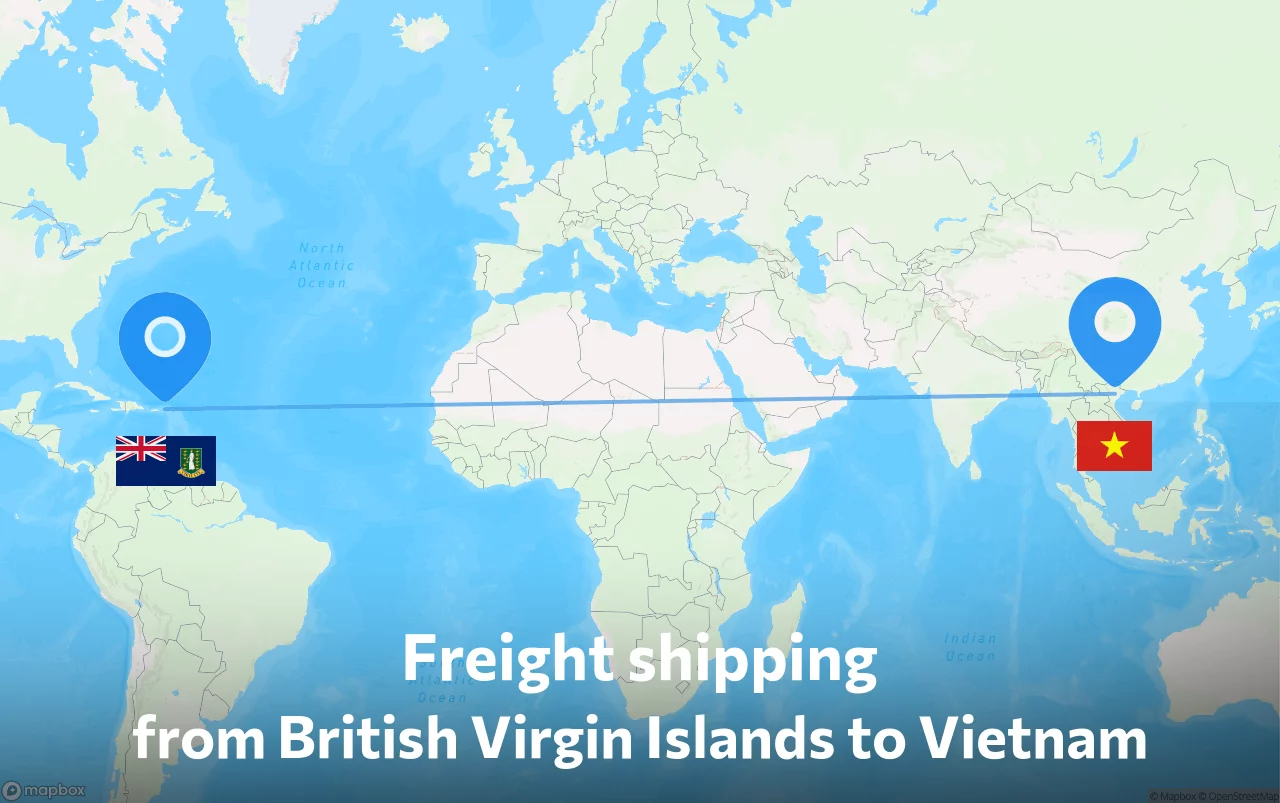 Shipping route from British Virgin Islands to Vietnam