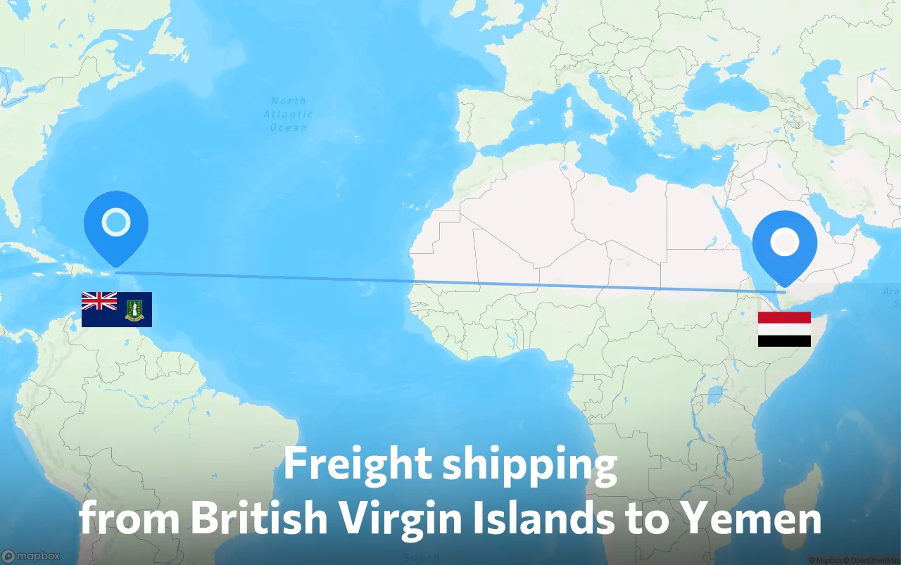 Shipping route from British Virgin Islands to Yemen