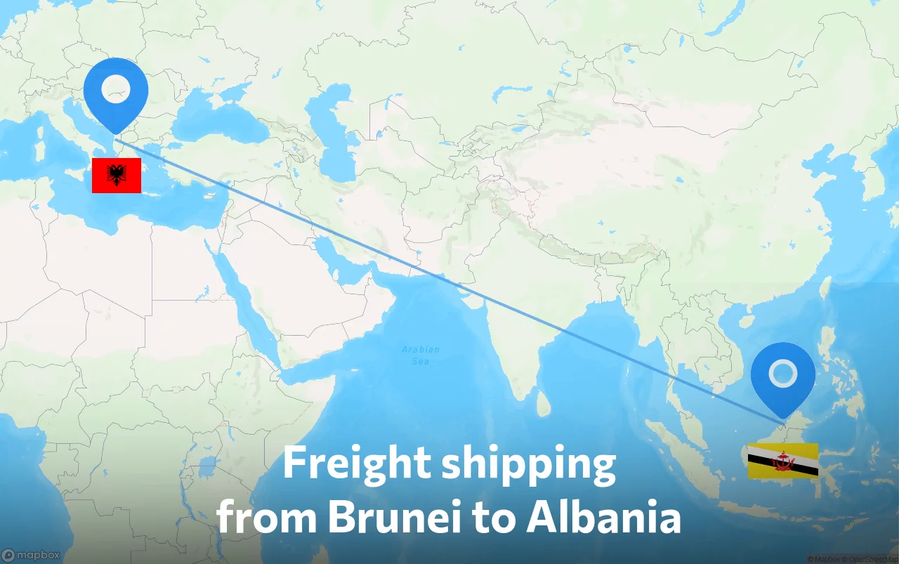 Shipping route from Brunei to Albania