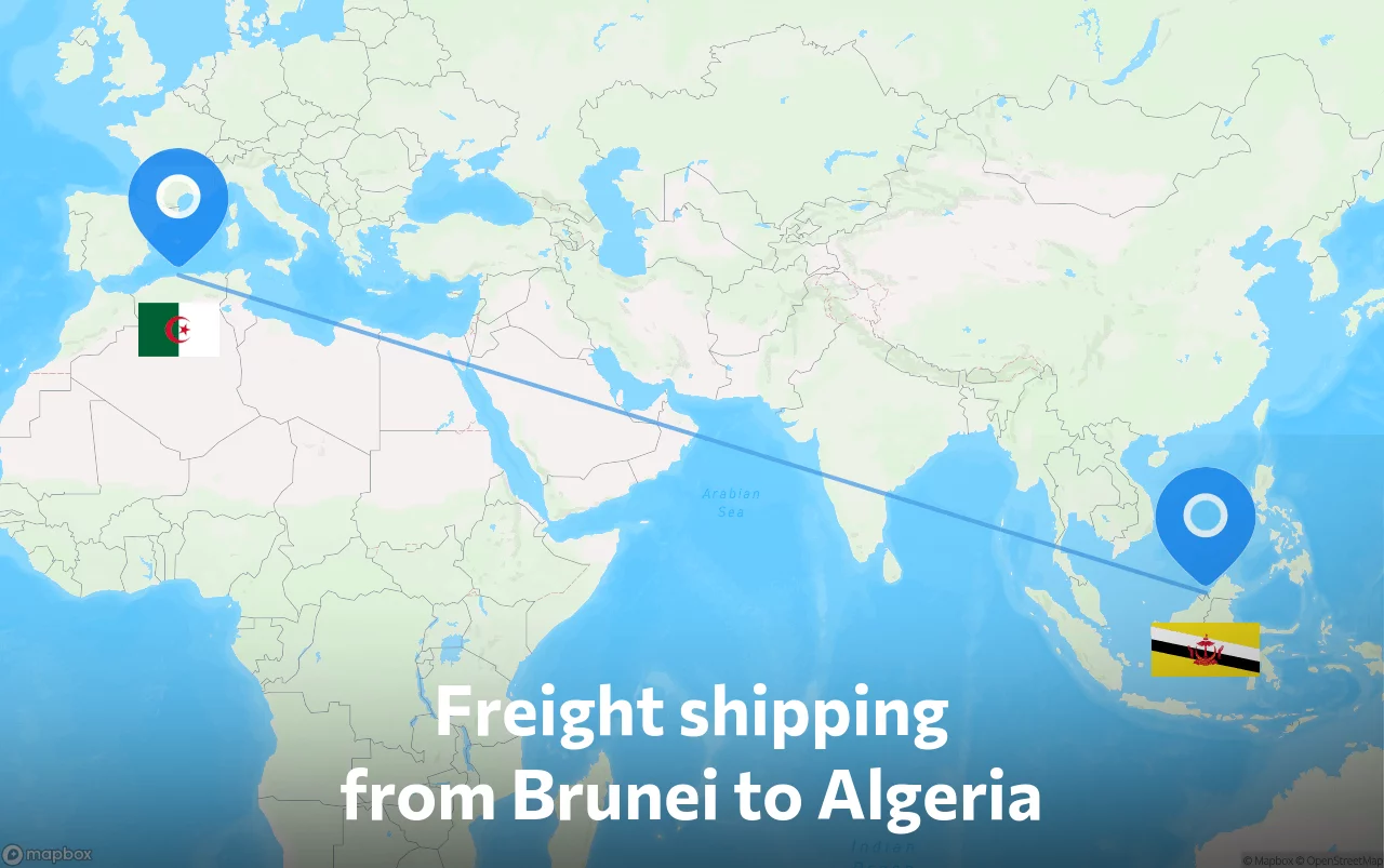 Shipping route from Brunei to Algeria