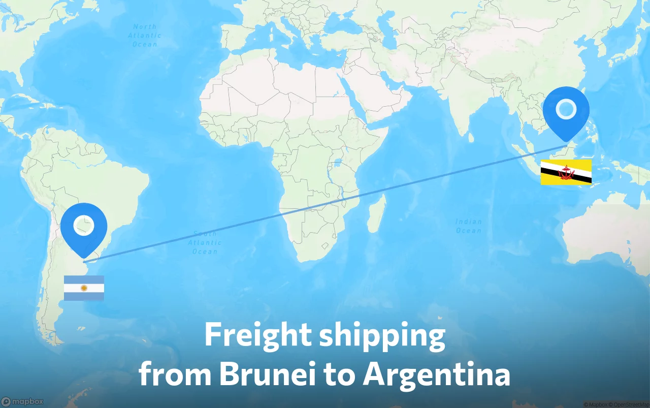 Shipping route from Brunei to Argentina