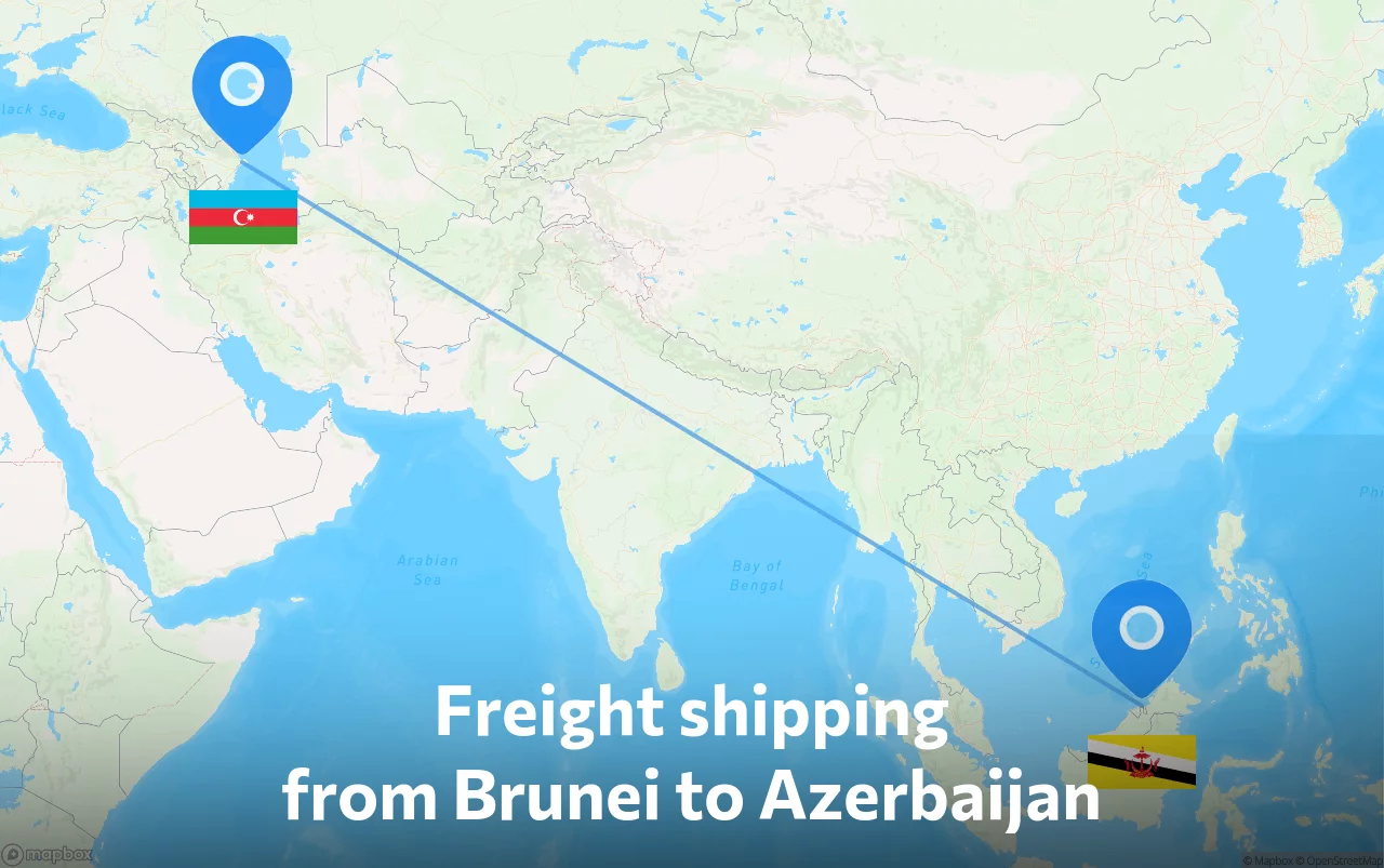 Shipping route from Brunei to Azerbaijan