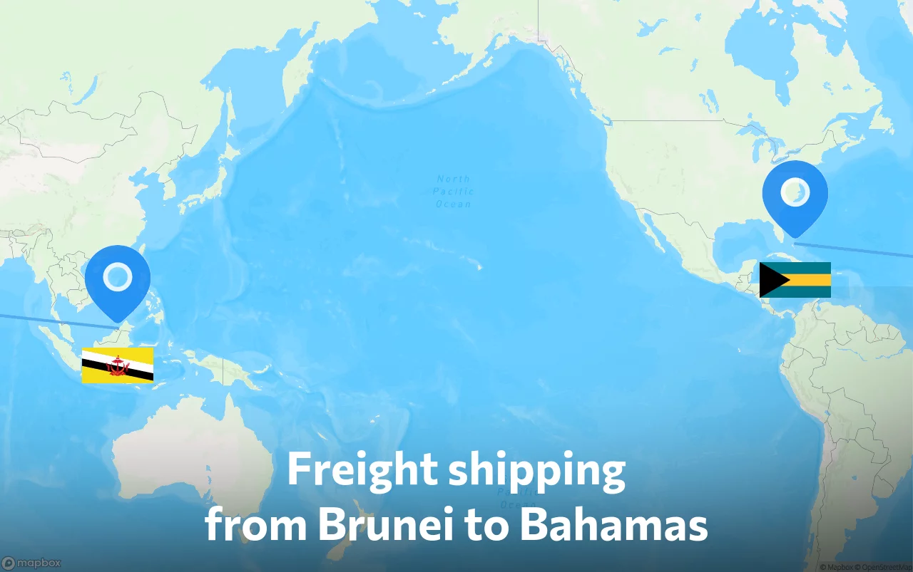Shipping route from Brunei to Bahamas