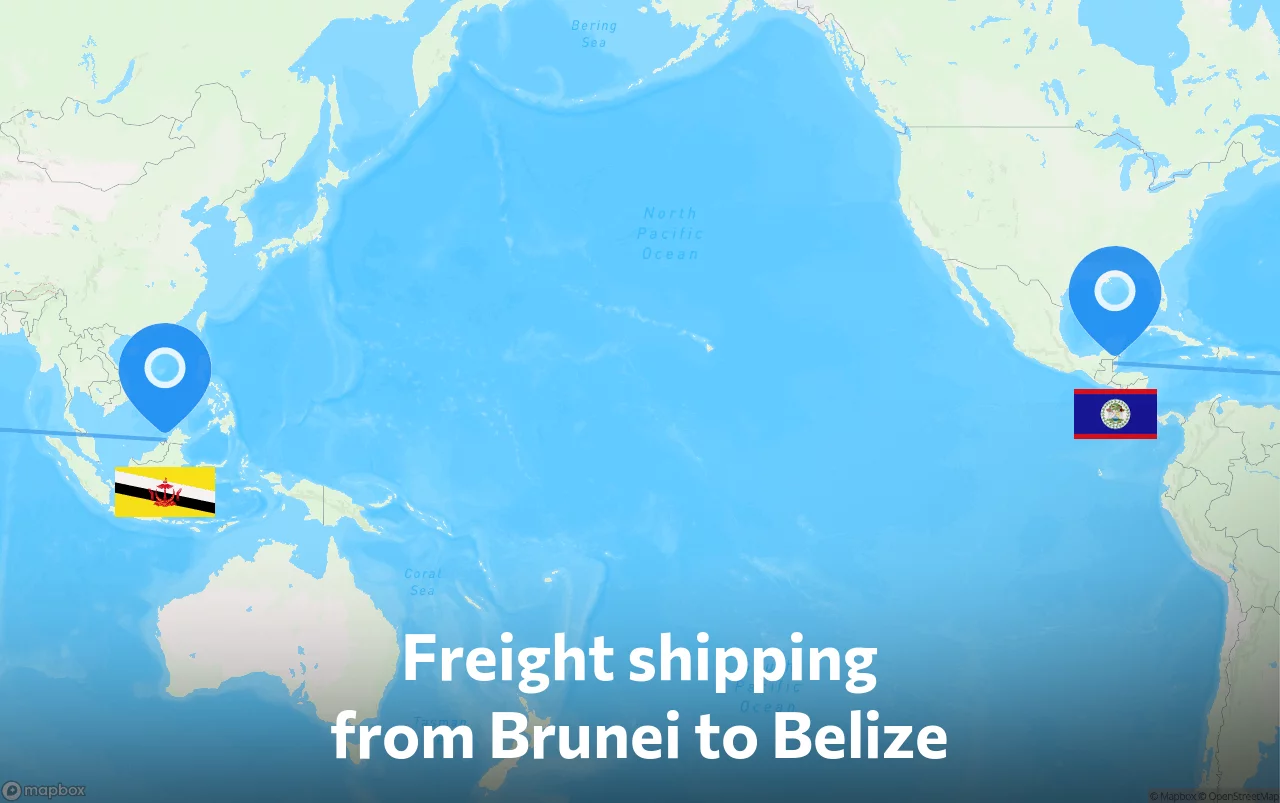 Shipping route from Brunei to Belize
