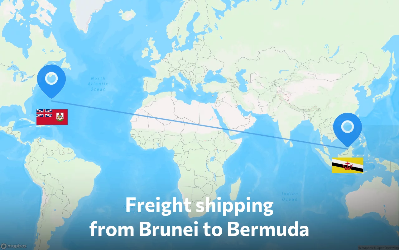 Shipping route from Brunei to Bermuda