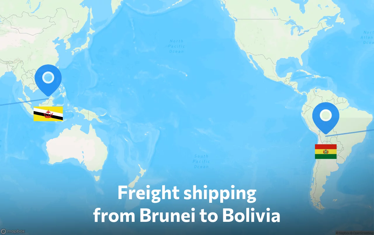 Shipping route from Brunei to Bolivia