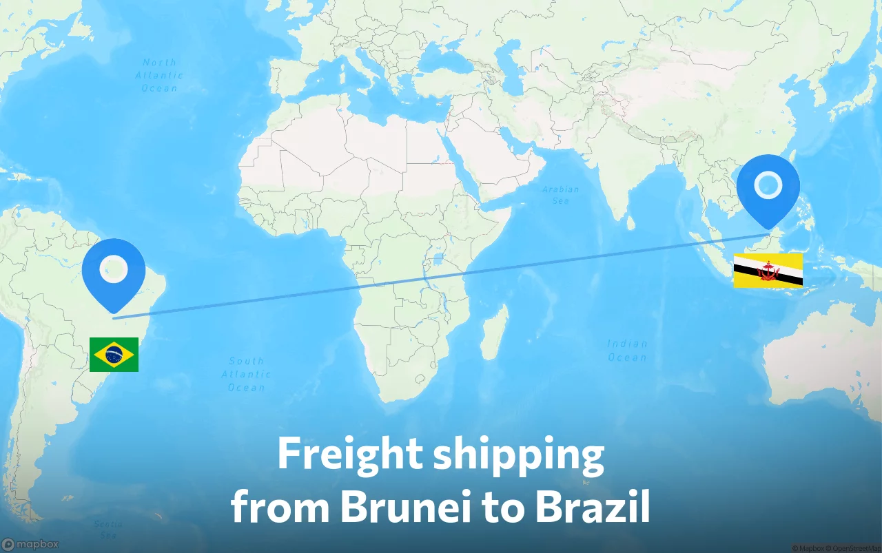 Shipping route from Brunei to Brazil