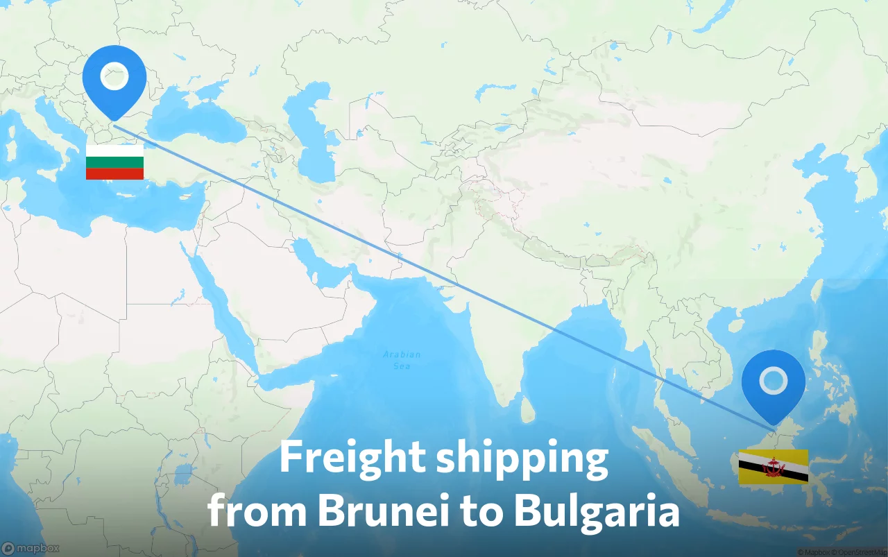 Shipping route from Brunei to Bulgaria