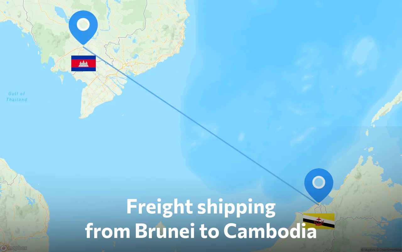 Shipping route from Brunei to Cambodia