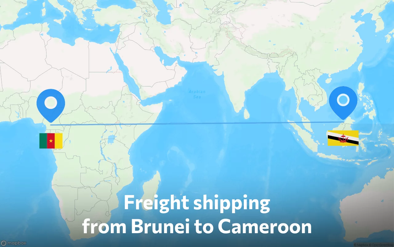 Shipping route from Brunei to Cameroon