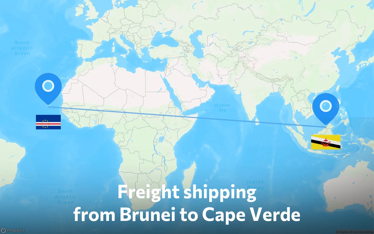 Shipping route from Brunei to Cape Verde