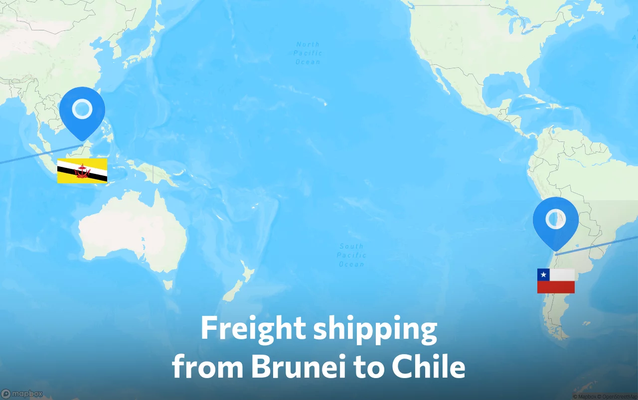 Shipping route from Brunei to Chile