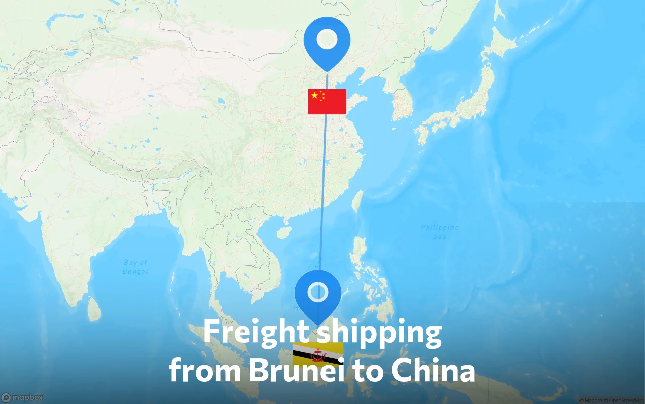 Shipping route from Brunei to China
