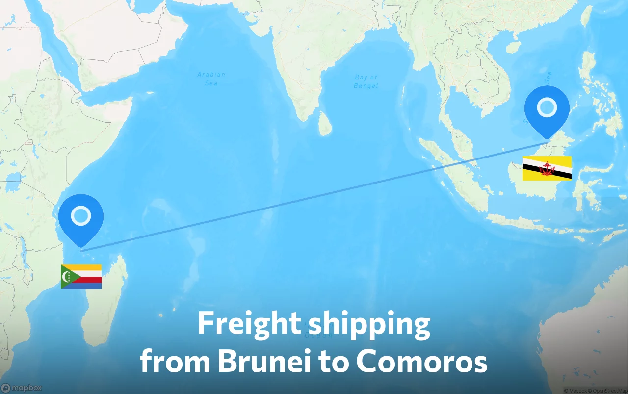Shipping route from Brunei to Comoros
