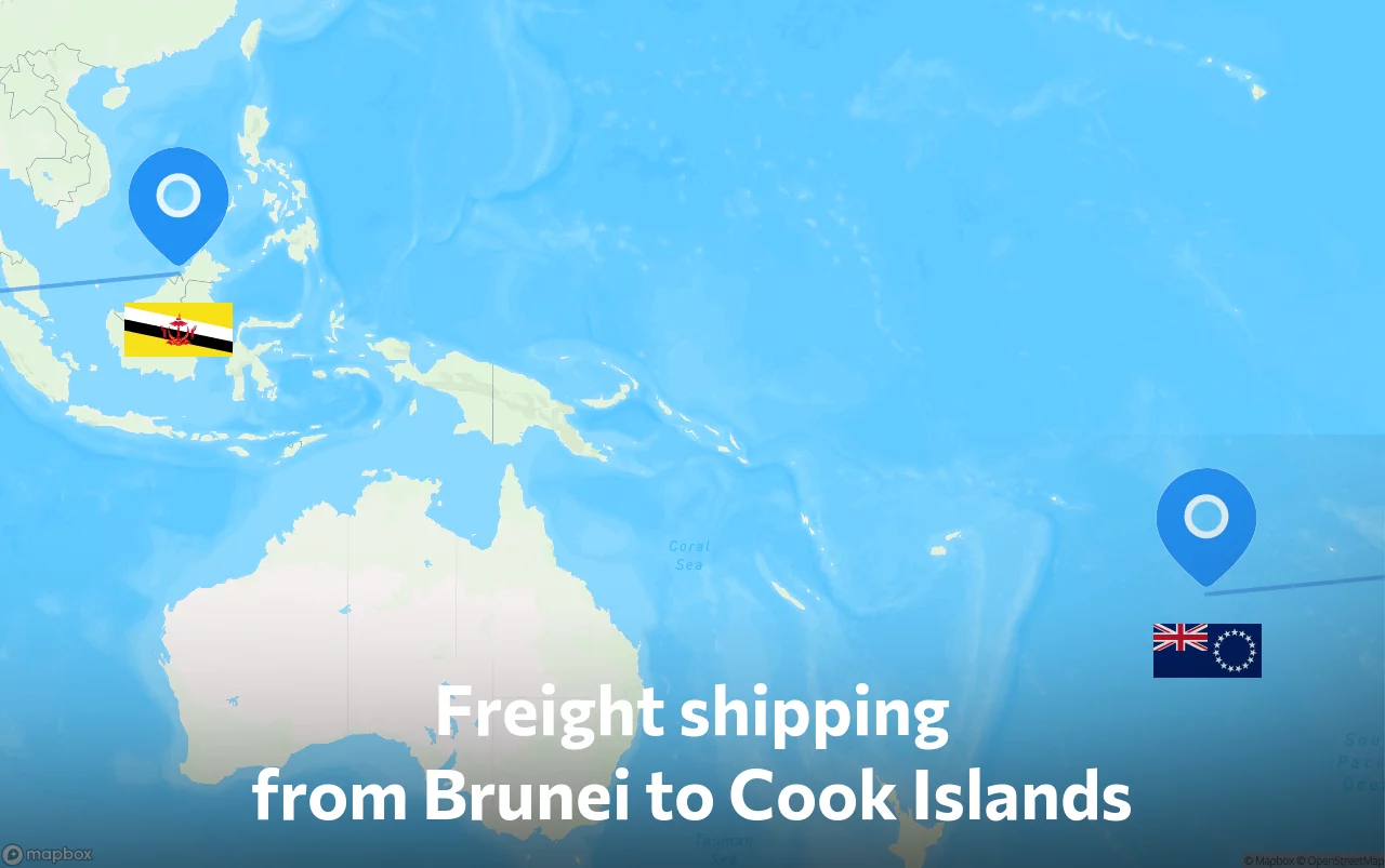 Shipping route from Brunei to Cook Islands
