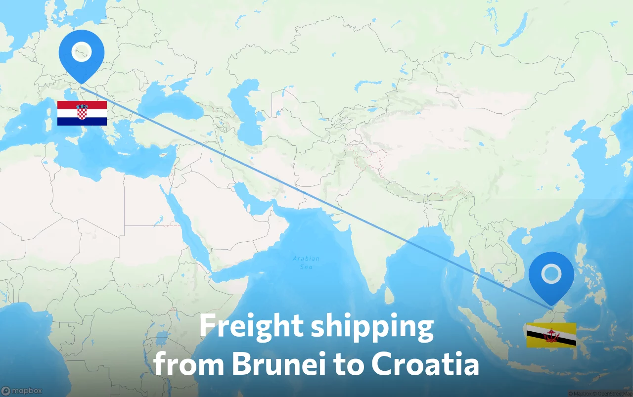 Shipping route from Brunei to Croatia