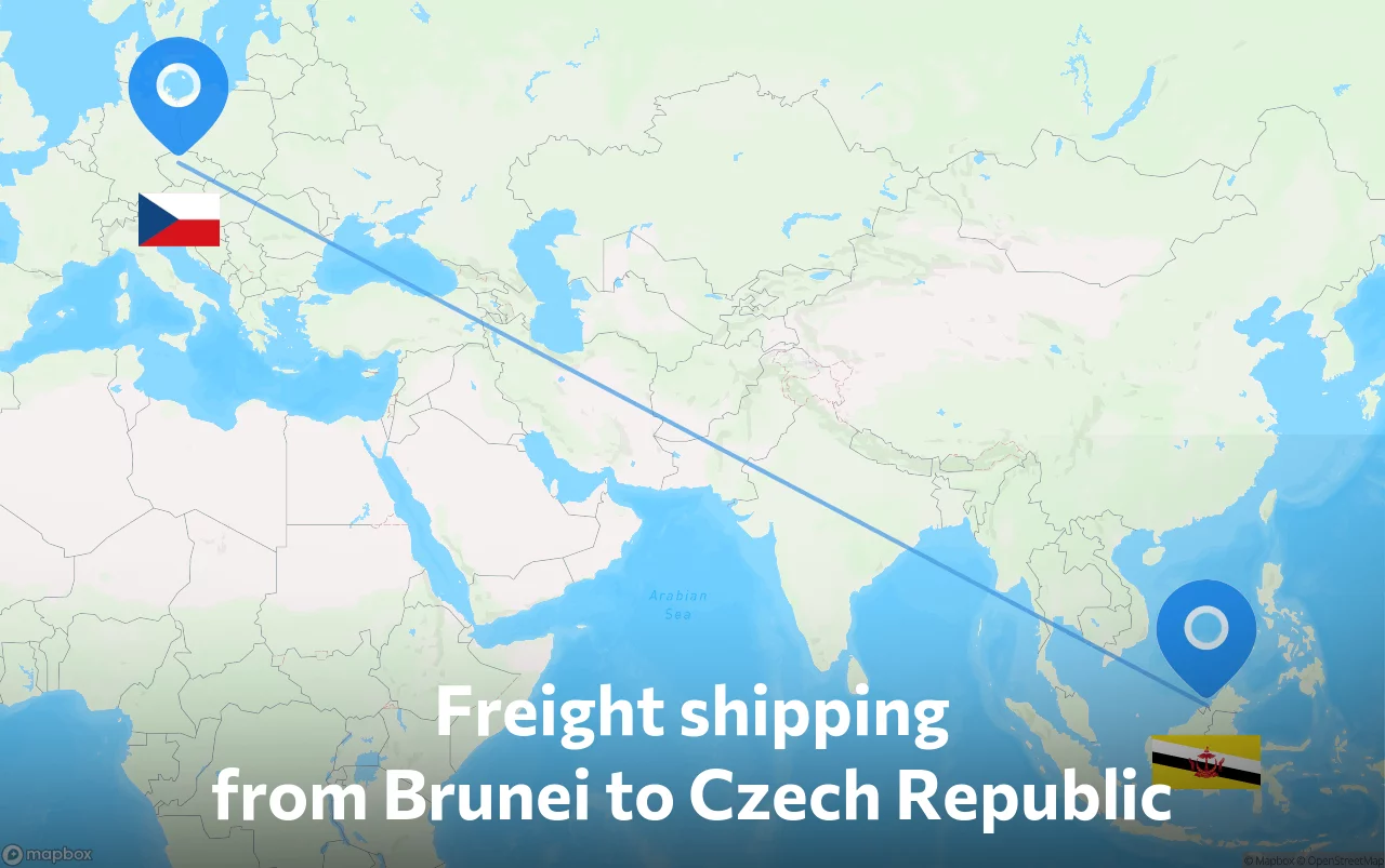 Shipping route from Brunei to Czech Republic
