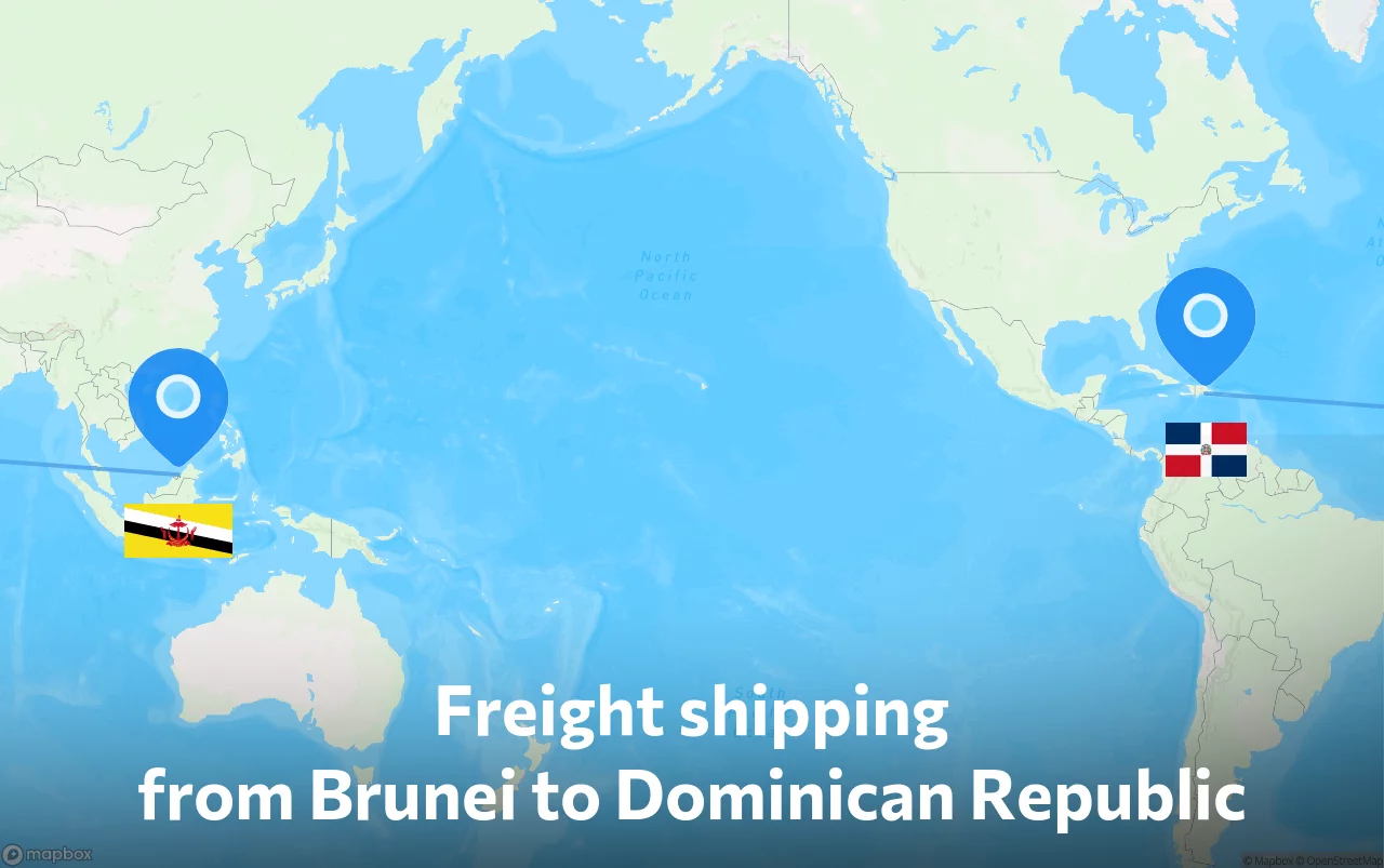 Shipping route from Brunei to Dominican Republic