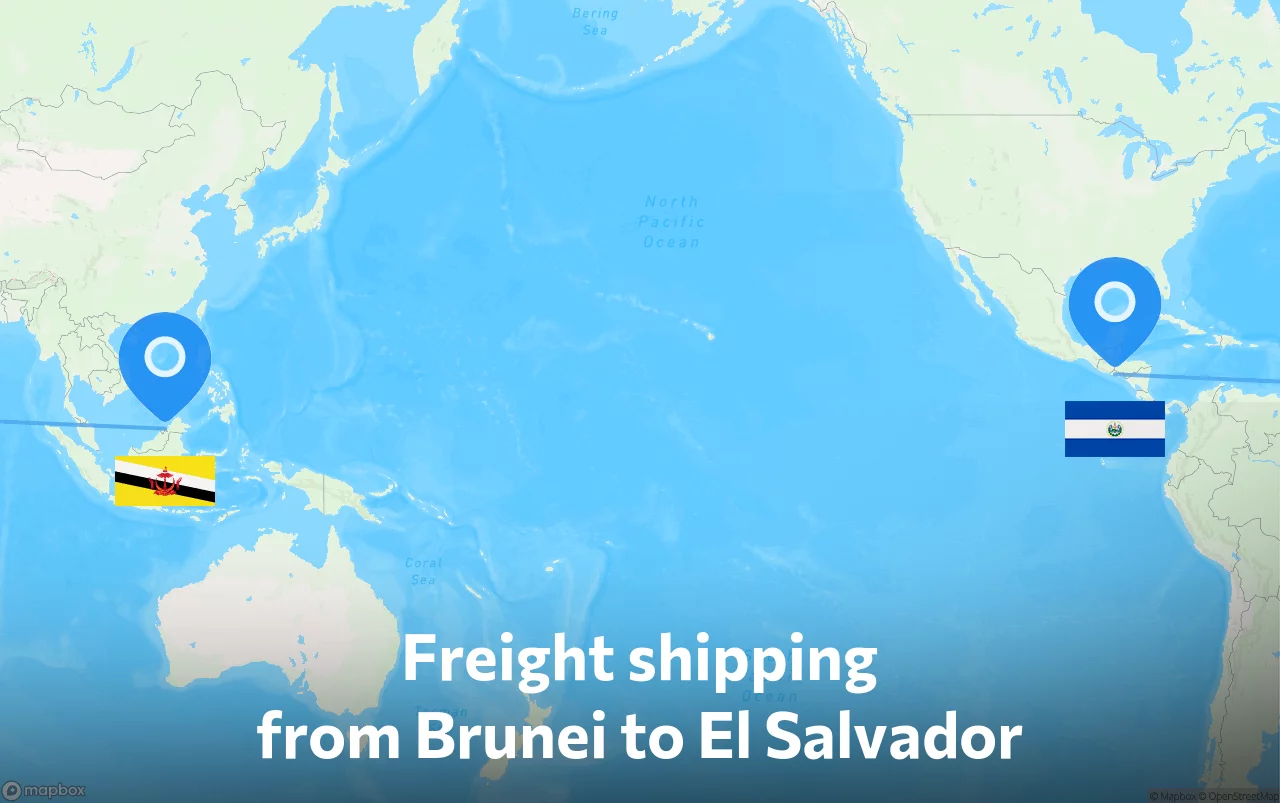Shipping route from Brunei to El Salvador