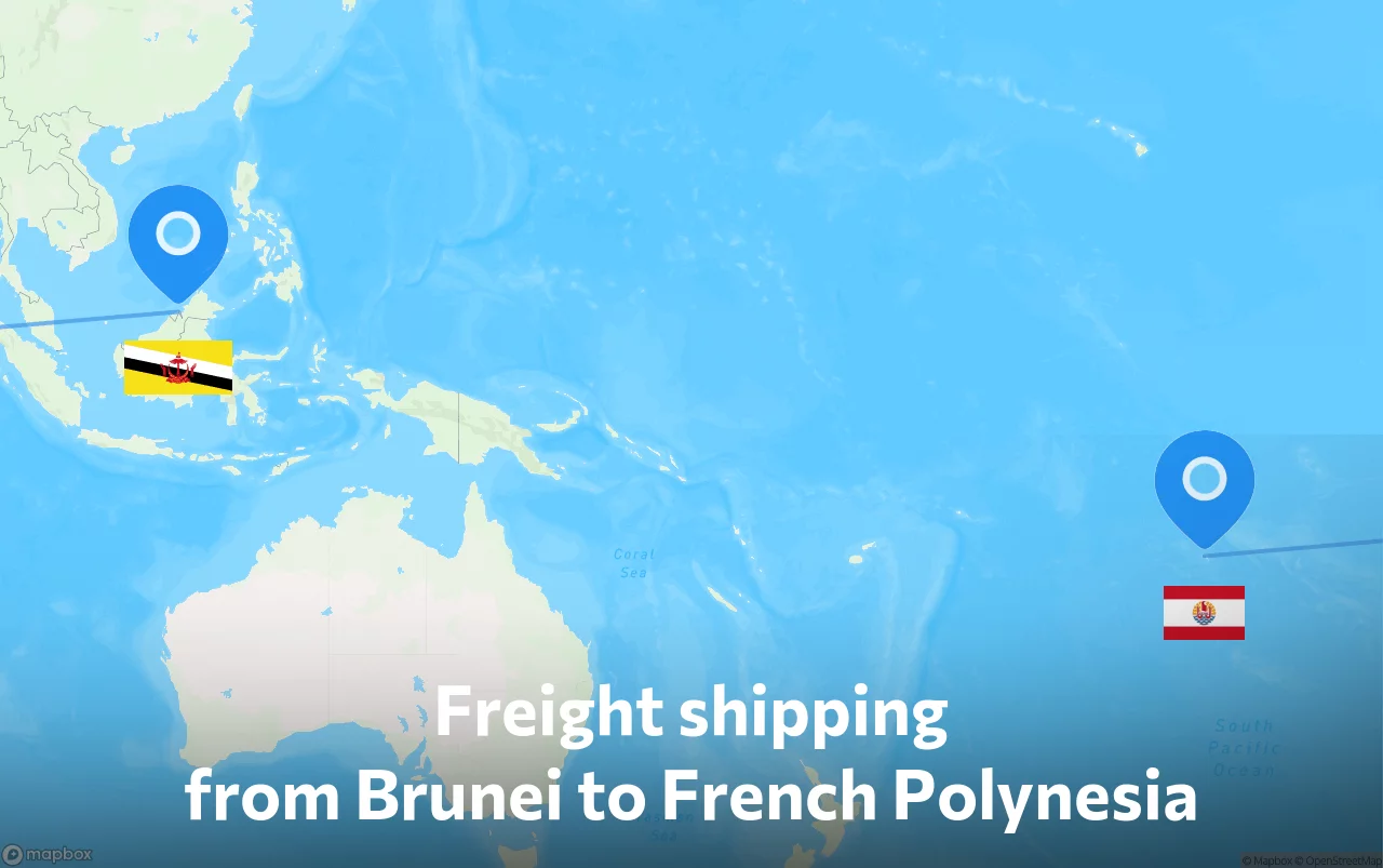 Shipping route from Brunei to French Polynesia