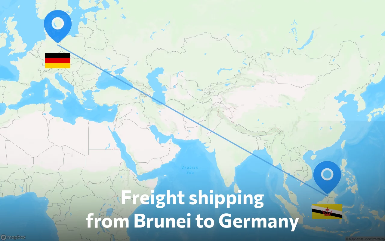 Shipping route from Brunei to Germany
