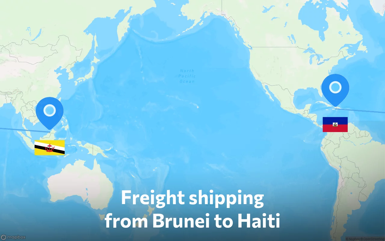 Shipping route from Brunei to Haiti