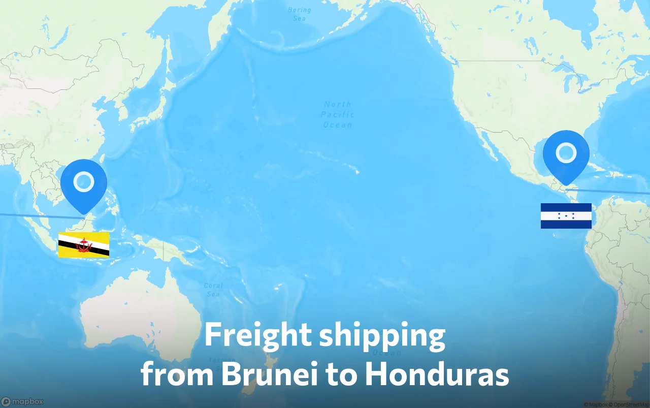 Shipping route from Brunei to Honduras