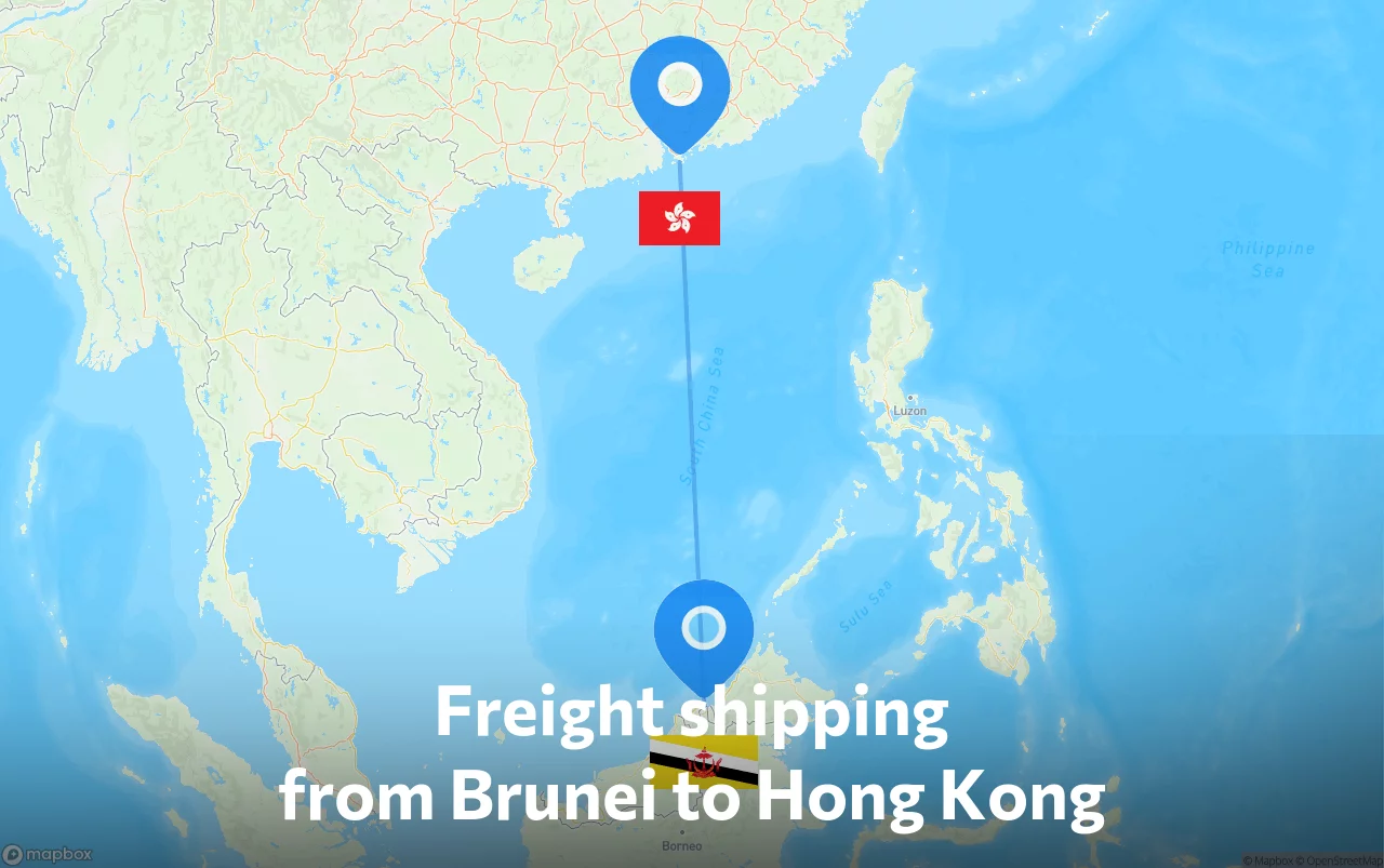Shipping route from Brunei to Hong Kong