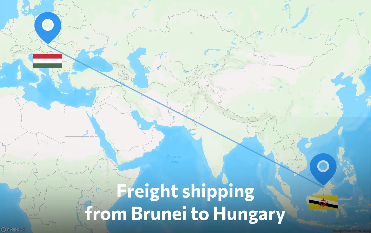 Shipping route from Brunei to Hungary