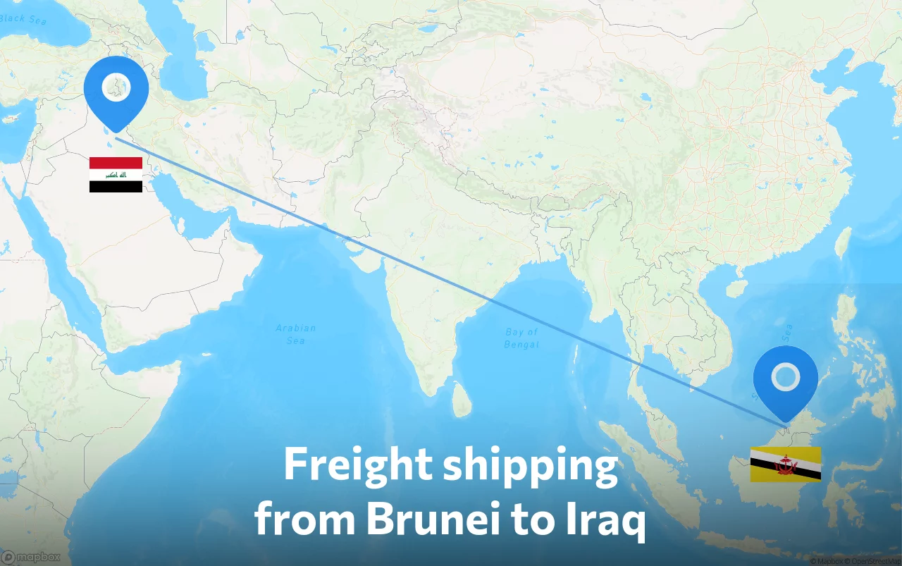 Shipping route from Brunei to Iraq